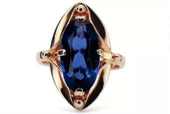 Каблучка Сапфір Оригінальне вінтажне рожеве золото 14 карат Вінтаж вироби vrc047r